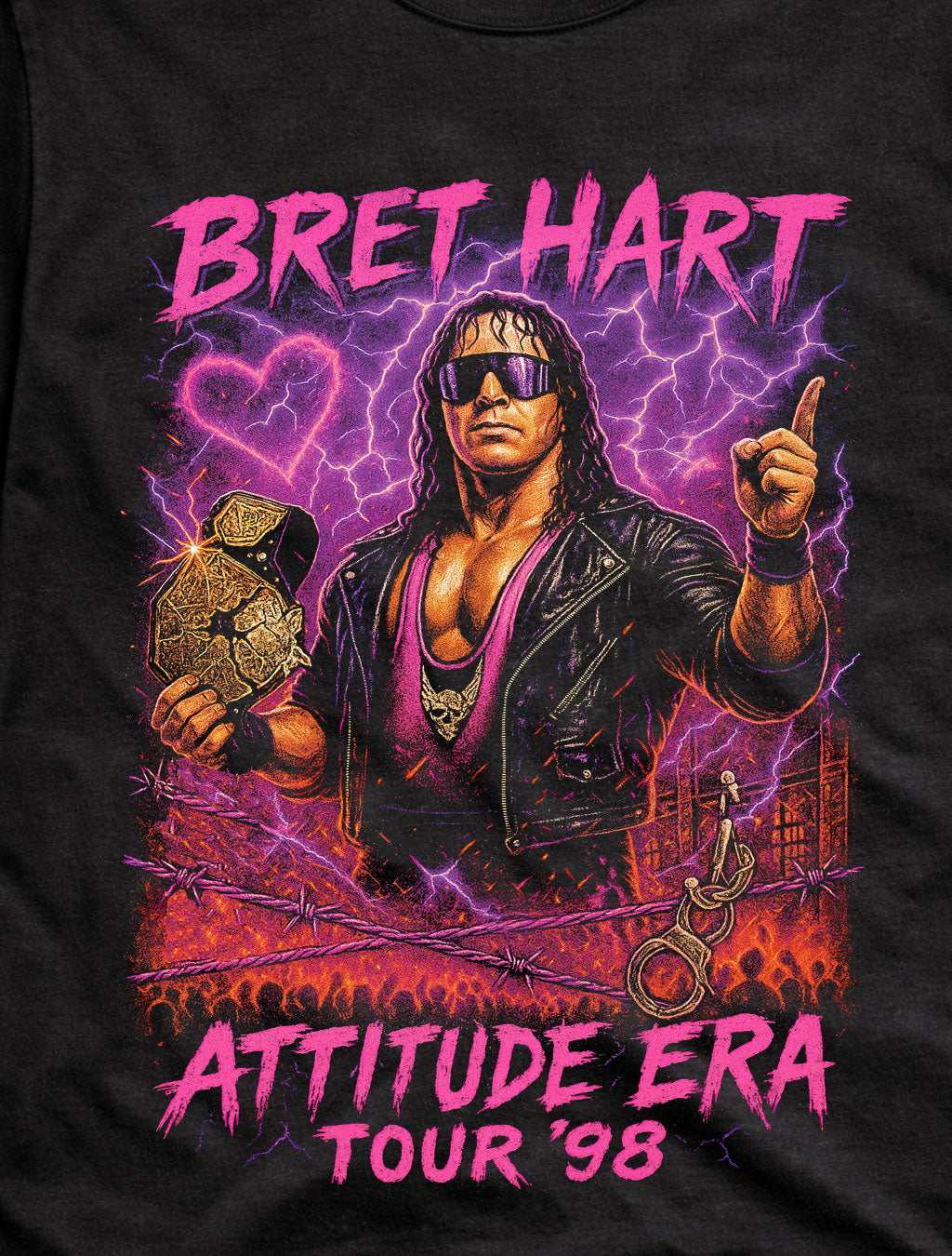 Bret “The Hitman” Hart – The Excellence of Execution Attitude Era Tour ’98 Adults & Kids Unisex T-Shirt