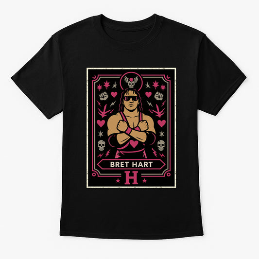Bret Hart Pink and Black Attack Retro Unisex T-Shirt Wrestling Legend Tee
