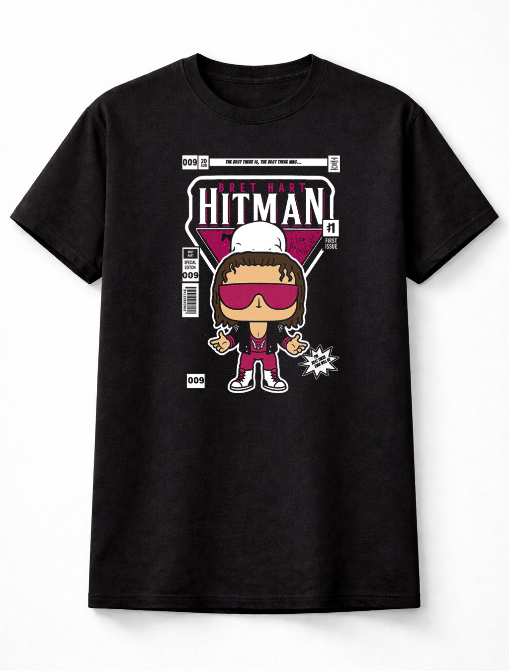 Bret Hart “Hitman” Comic Cover Unisex Black T-Shirt
