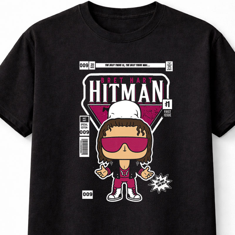 Bret Hart “Hitman” Comic Cover Unisex Black T-Shirt