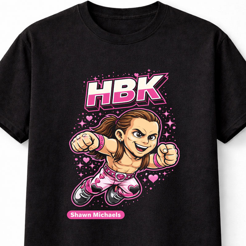 Shawn Michaels HBK WWE WWF Cartoon Wrestler T-Shirt Heartbreak Kid Unisex Adults & Kid