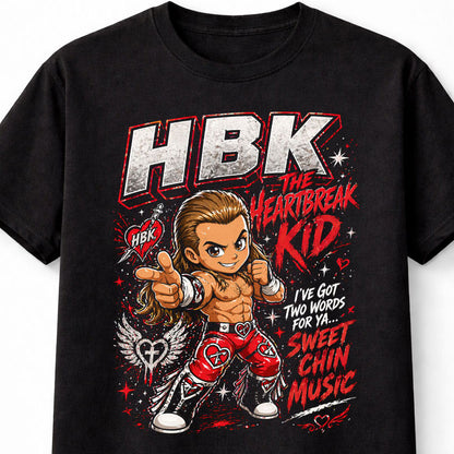 HBK Heartbreak Kid Wrestling T-Shirt – Sweet Chin Music Fan Tee Adults & Kids Unisex T-Shirt