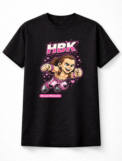 Shawn Michaels HBK WWE WWF Cartoon Wrestler T-Shirt Heartbreak Kid Unisex Adults & Kid