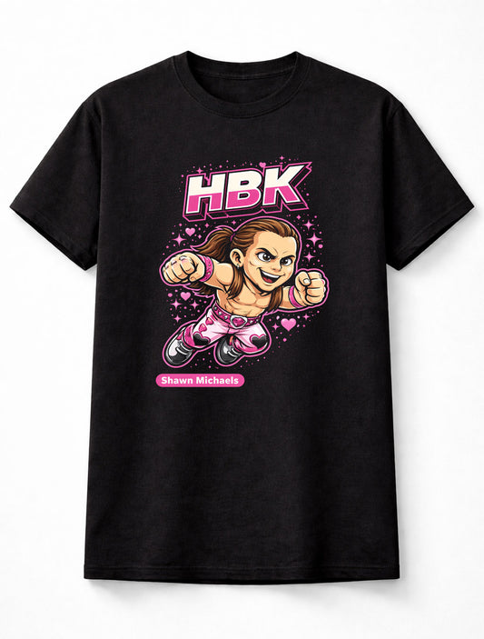 Shawn Michaels HBK WWE WWF Cartoon Wrestler T-Shirt Heartbreak Kid Unisex Adults & Kid