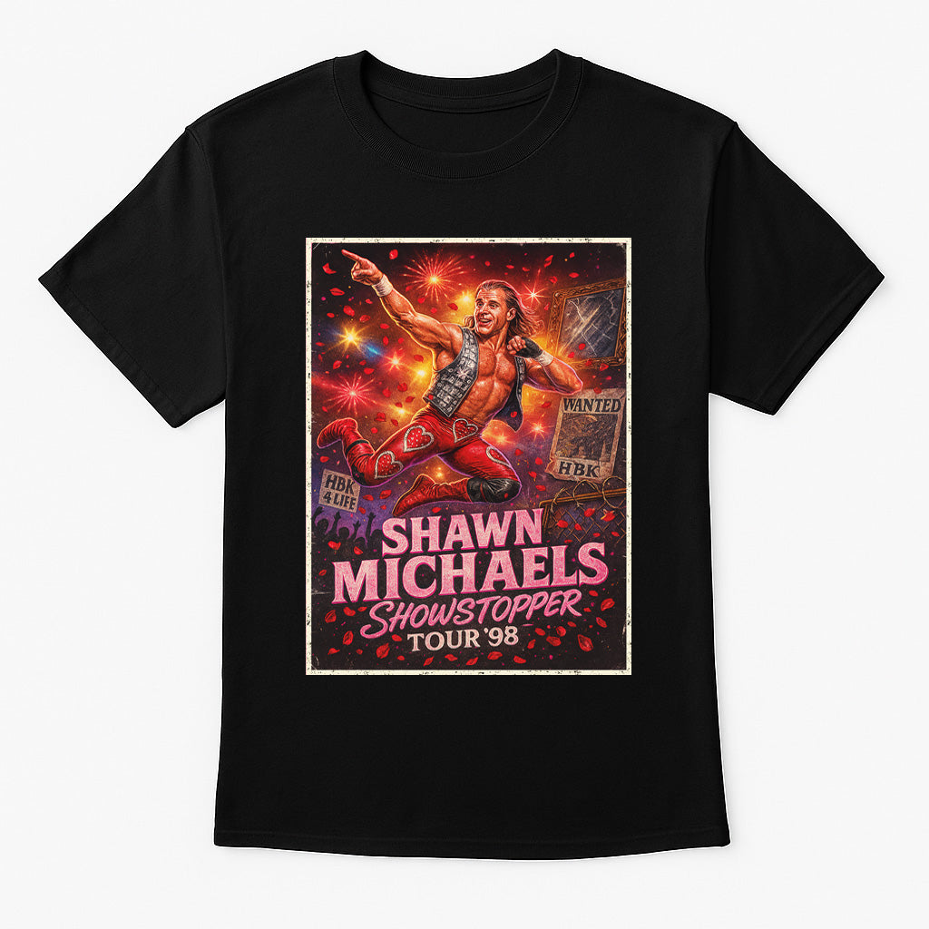 Shawn Michaels HBK Heartbreak Kid Comic Art Wrestling Unisex Adults & Kids Tee