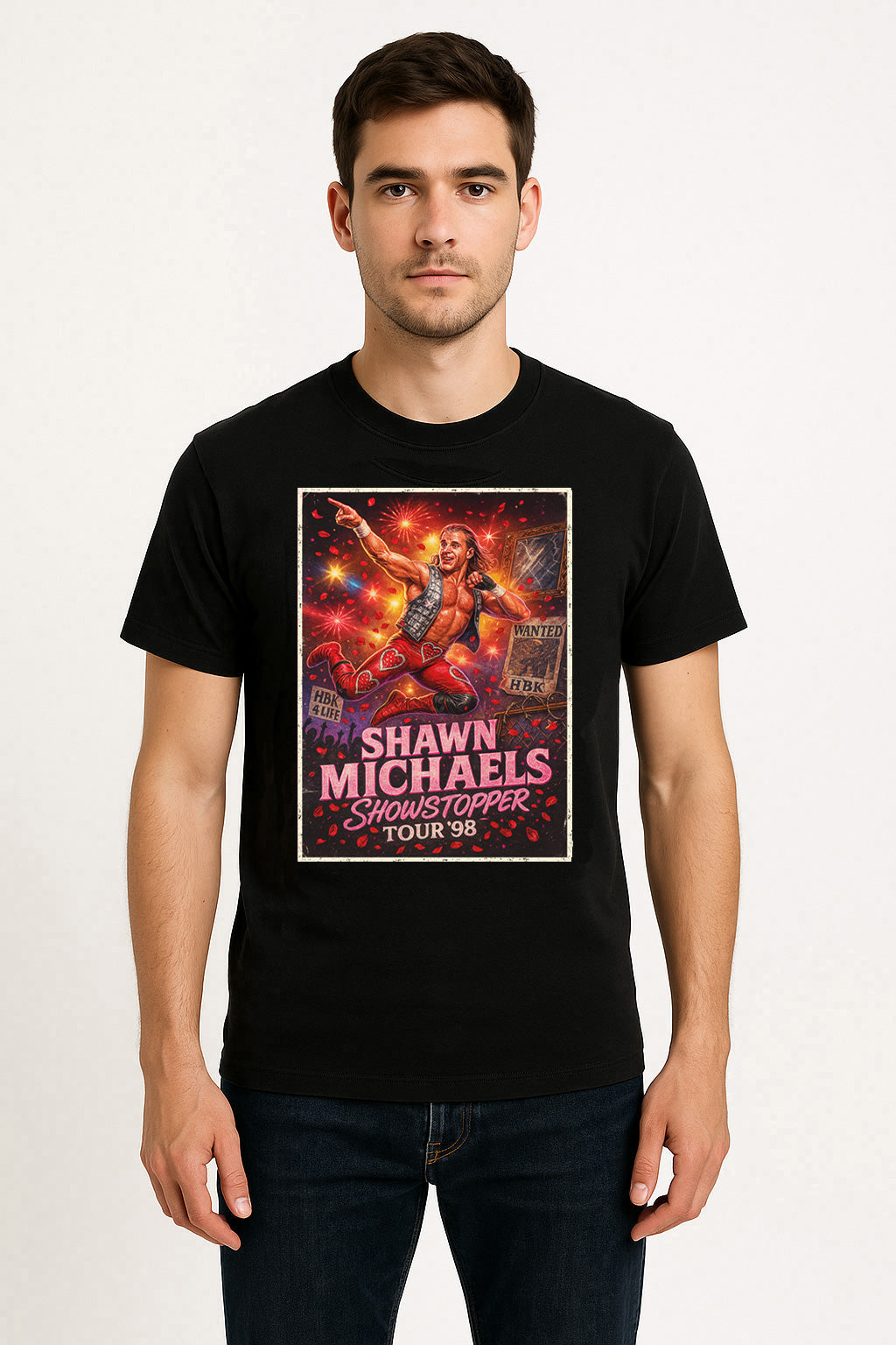 Shawn Michaels HBK Heartbreak Kid Comic Art Wrestling Unisex Adults & Kids Tee
