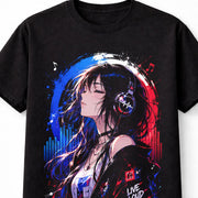 Anime Music Girl Headphones DJ Audio Lover Manga Graphic Unisex T-Shirt