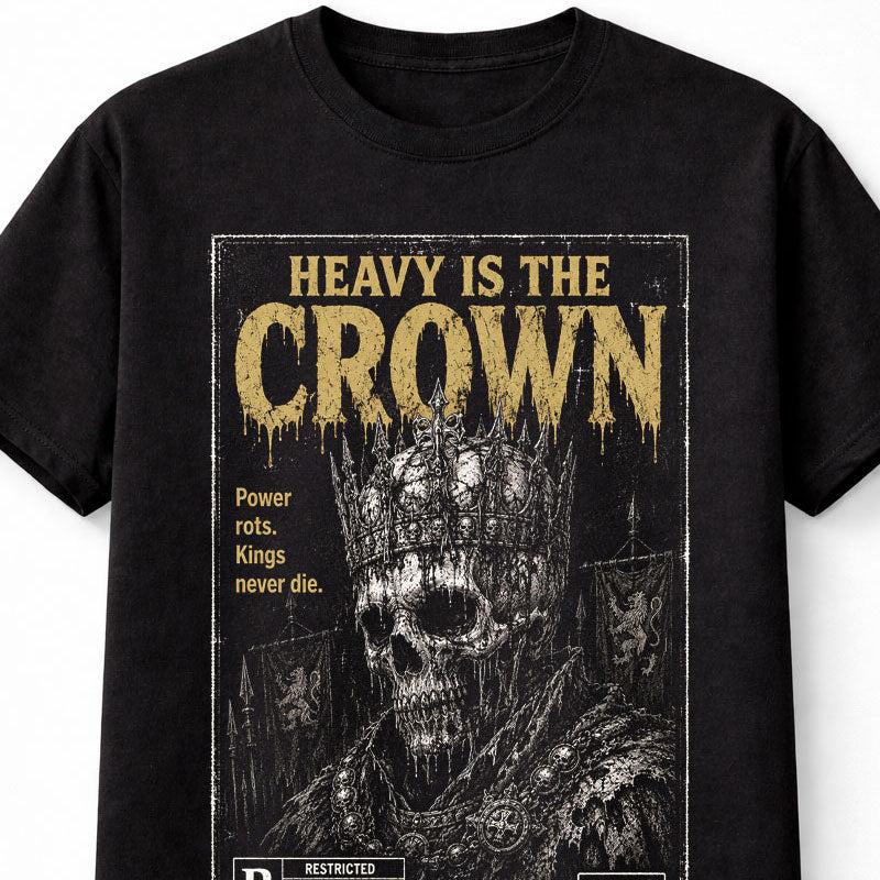 Heavy Is the Crown Skull King Horror VHS Gothic Halloween Unisex T-Shirt