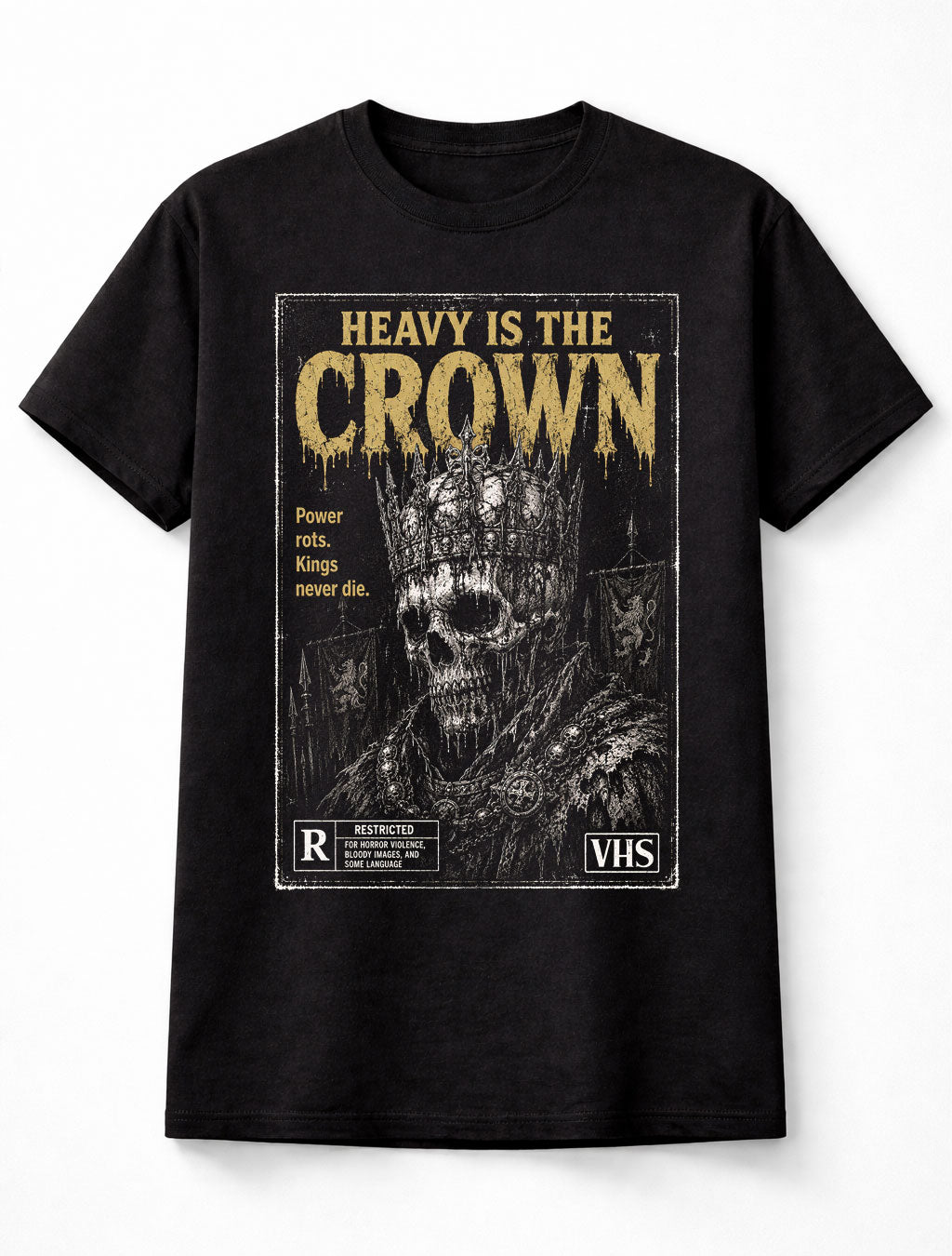 Heavy Is the Crown Skull King Horror VHS Gothic Halloween Unisex T-Shirt