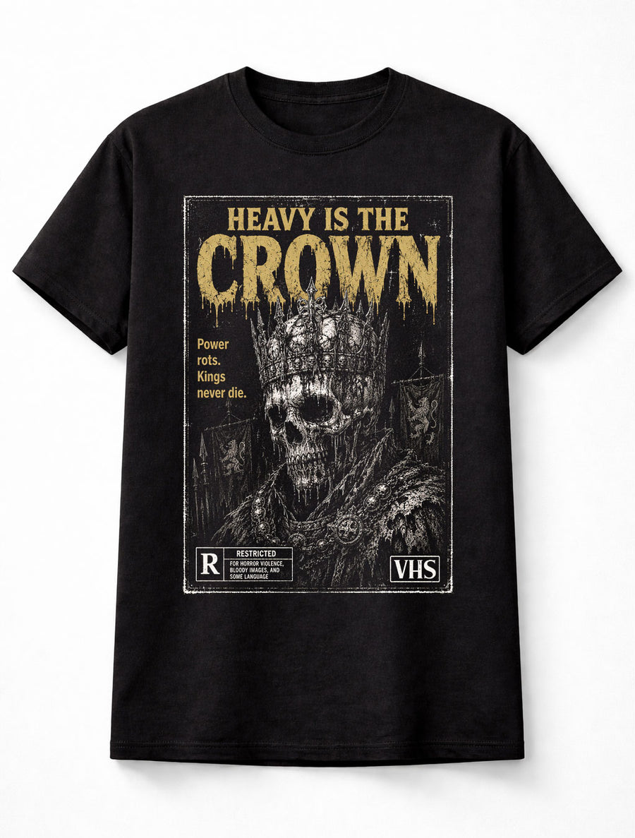 Heavy Is the Crown Skull King Horror VHS Gothic Halloween Unisex T-Shirt