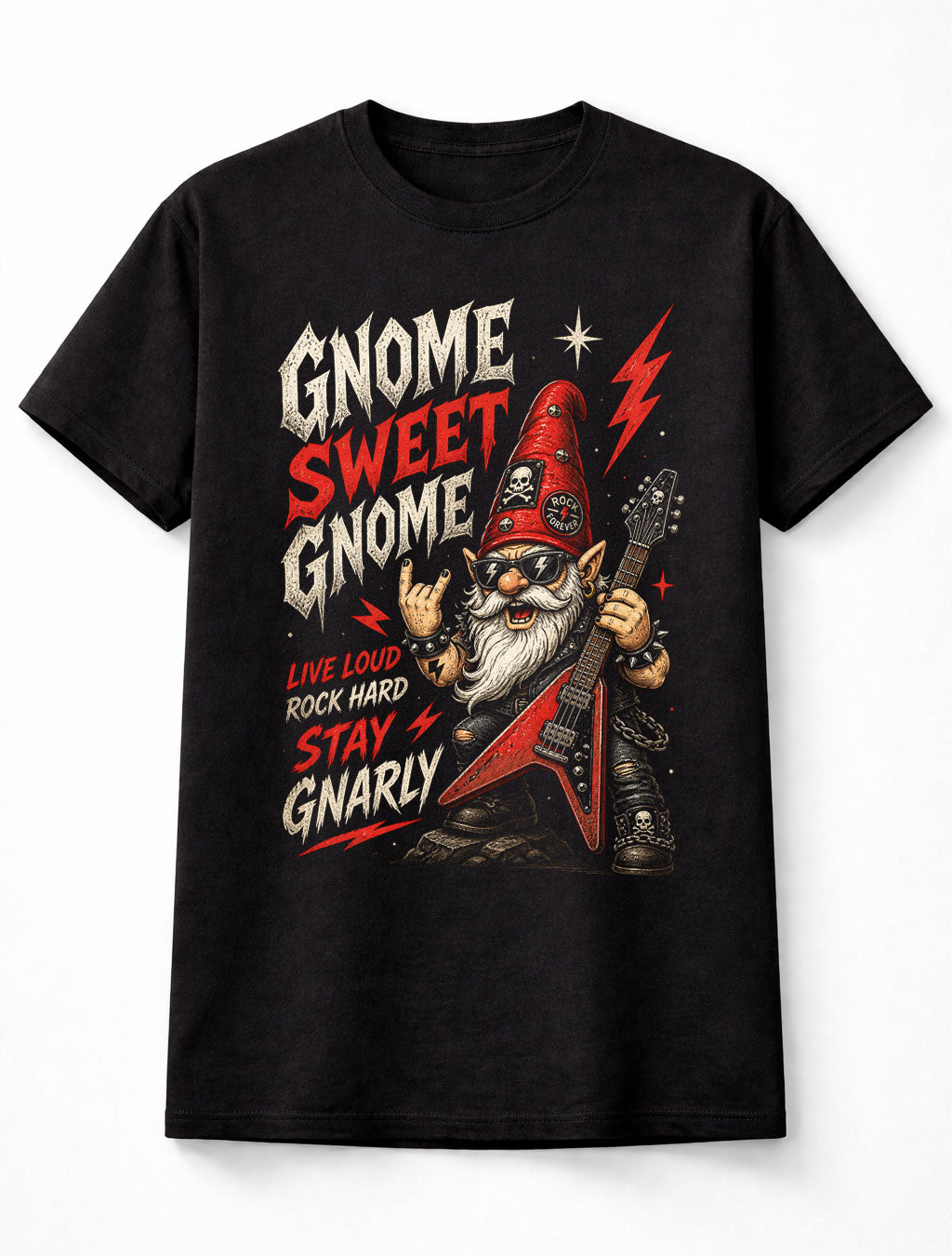 Rock Guitar Gnome Heavy Metal Funny Music Graphic Unisex T-Shirt