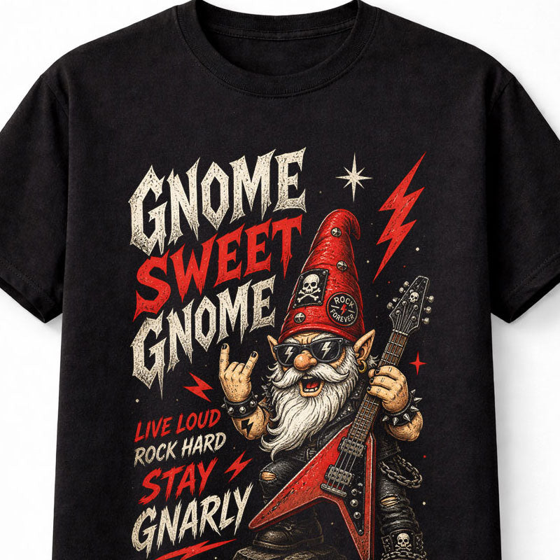 Rock Guitar Gnome Heavy Metal Funny Music Graphic Unisex T-Shirt