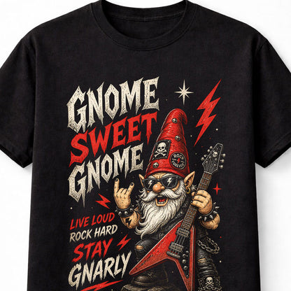 Rock Guitar Gnome Heavy Metal Funny Music Graphic Unisex T-Shirt