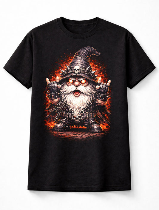 Heavy Metal Gnome Gothic Rock Fantasy Graphic Unisex T-Shirt
