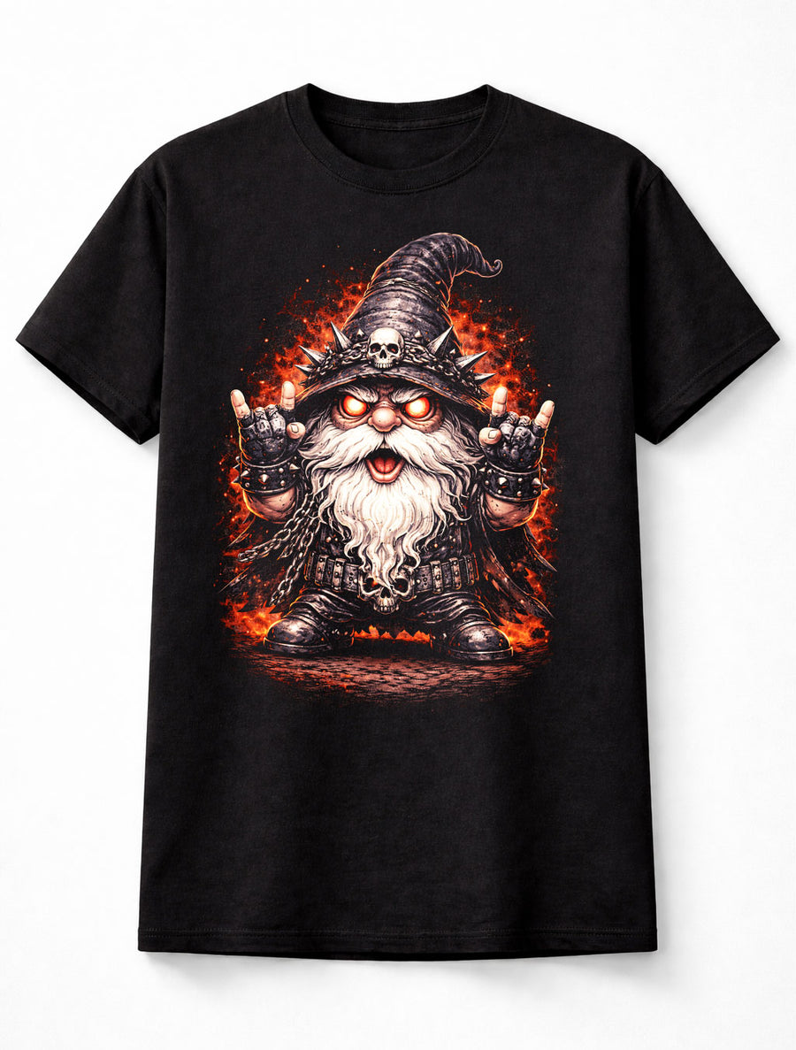 Heavy Metal Gnome Gothic Rock Fantasy Graphic Unisex T-Shirt