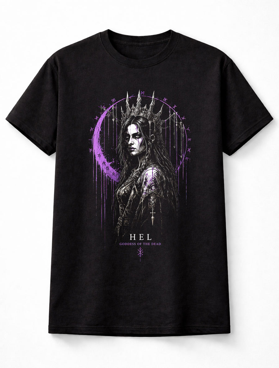 Hel Norse Goddess Viking Mythology Moon Rune Unisex T-Shirt
