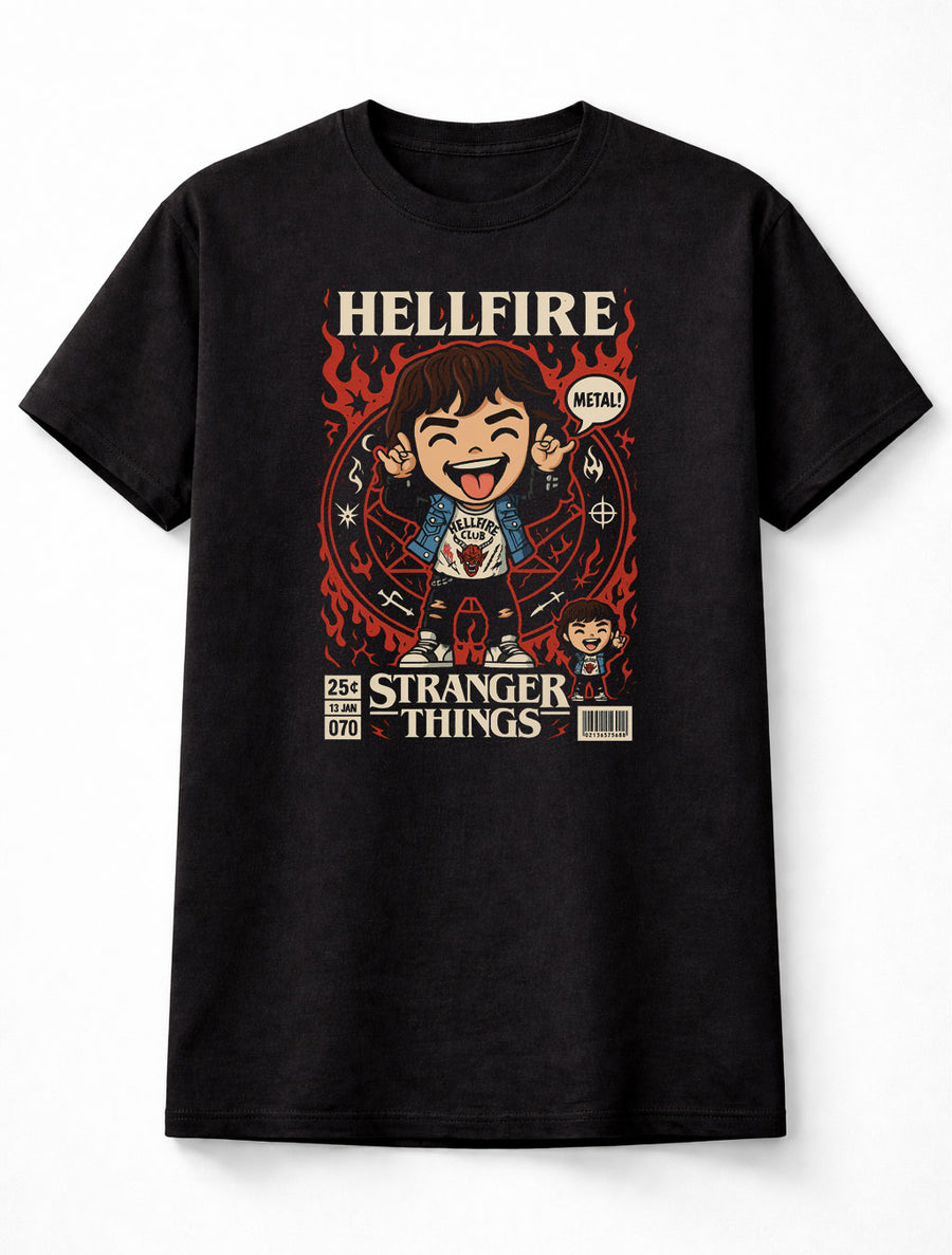 Hellfire Club Stranger Things Eddie Munson Chibi Edition Unisex Black Graphic Tee