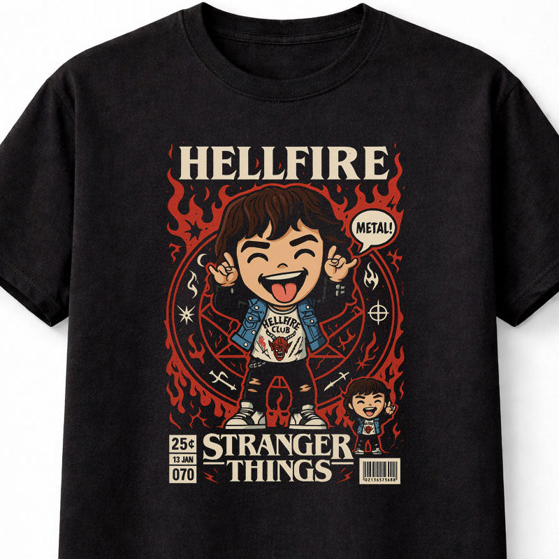 Hellfire Club Stranger Things Eddie Munson Chibi Edition Unisex Black Graphic Tee