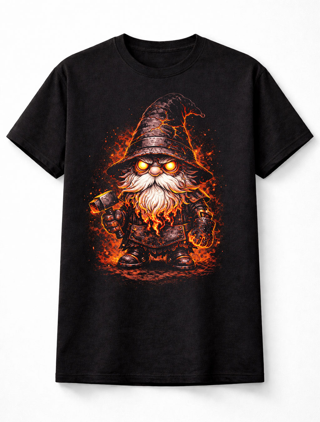 Hellforge Gnome Fire Blacksmith Fantasy Graphic Unisex T-Shirt