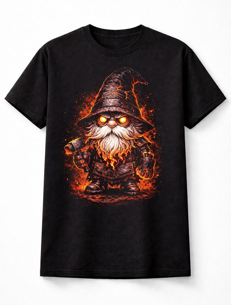 Hellforge Gnome Fire Blacksmith Fantasy Graphic Unisex T-Shirt