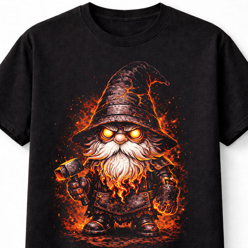 Hellforge Gnome Fire Blacksmith Fantasy Graphic Unisex T-Shirt