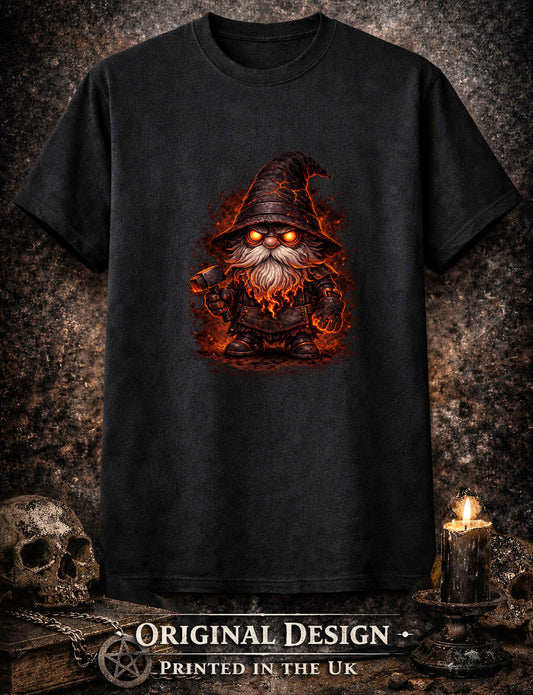 Hellforge Gnome Gardening Unisex Graphic T-Shirt Hell Hammer Dark Art Tee