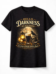 Hello Darkness Raven Beer Skull Horror Graphic Unisex T-Shirt