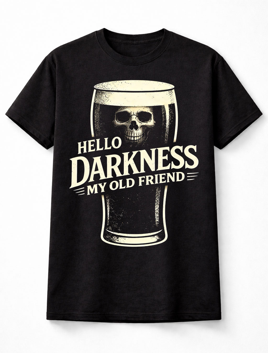 Hello Darkness My Old Friend T Shirt Skull Pint Beer Guinness Graphic Tee