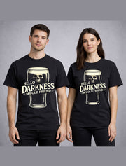 Hello Darkness My Old Friend T Shirt Skull Pint Beer Guinness Graphic Tee