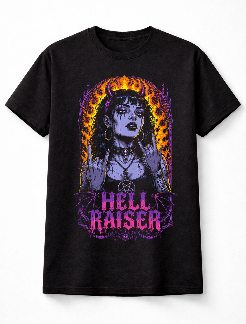 Hellraiser Gothic Demon Girl Pentagram Horror Unisex T-Shirt