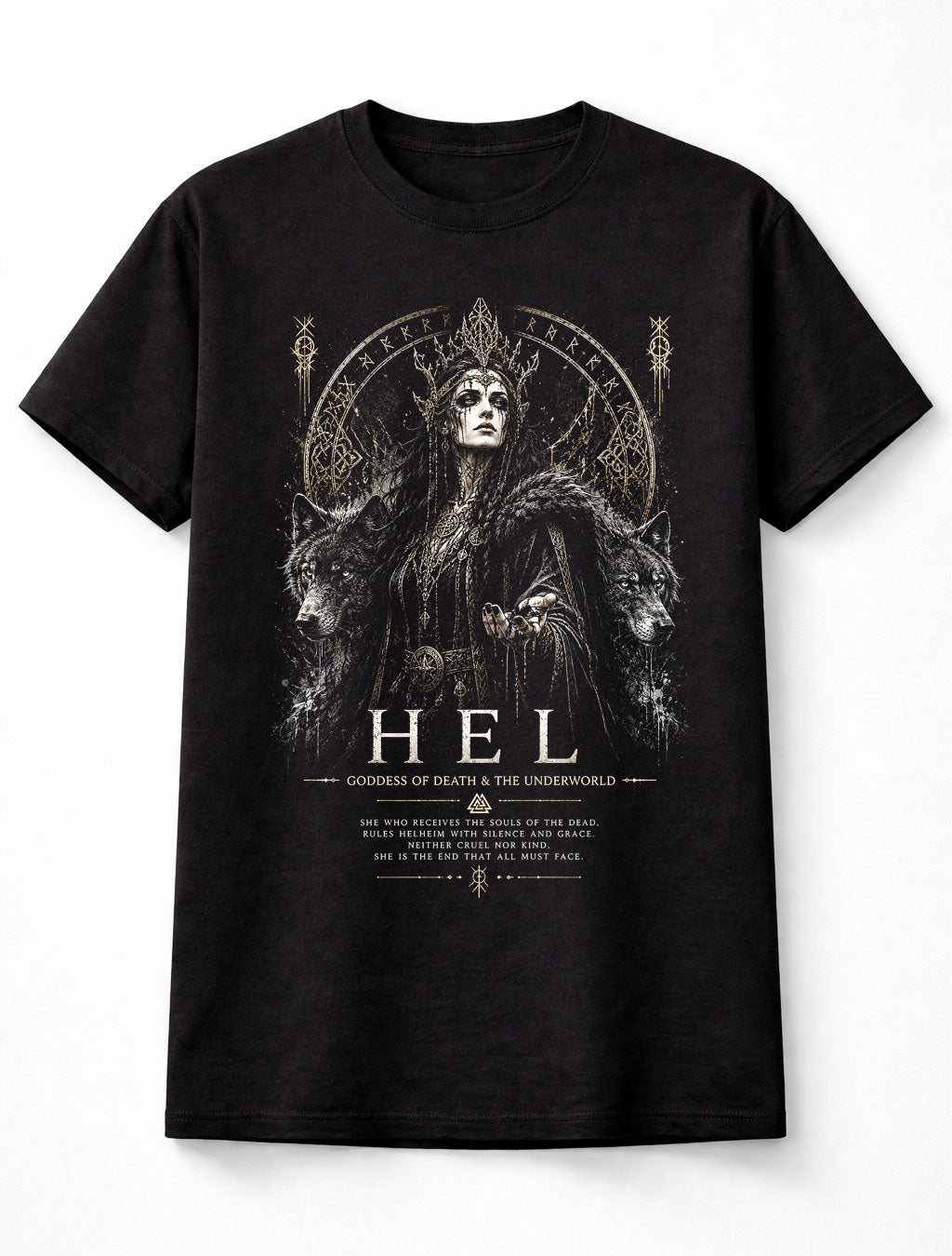 Hel Goddess Of Death Norse Mythology Wolves Unisex T-Shirt