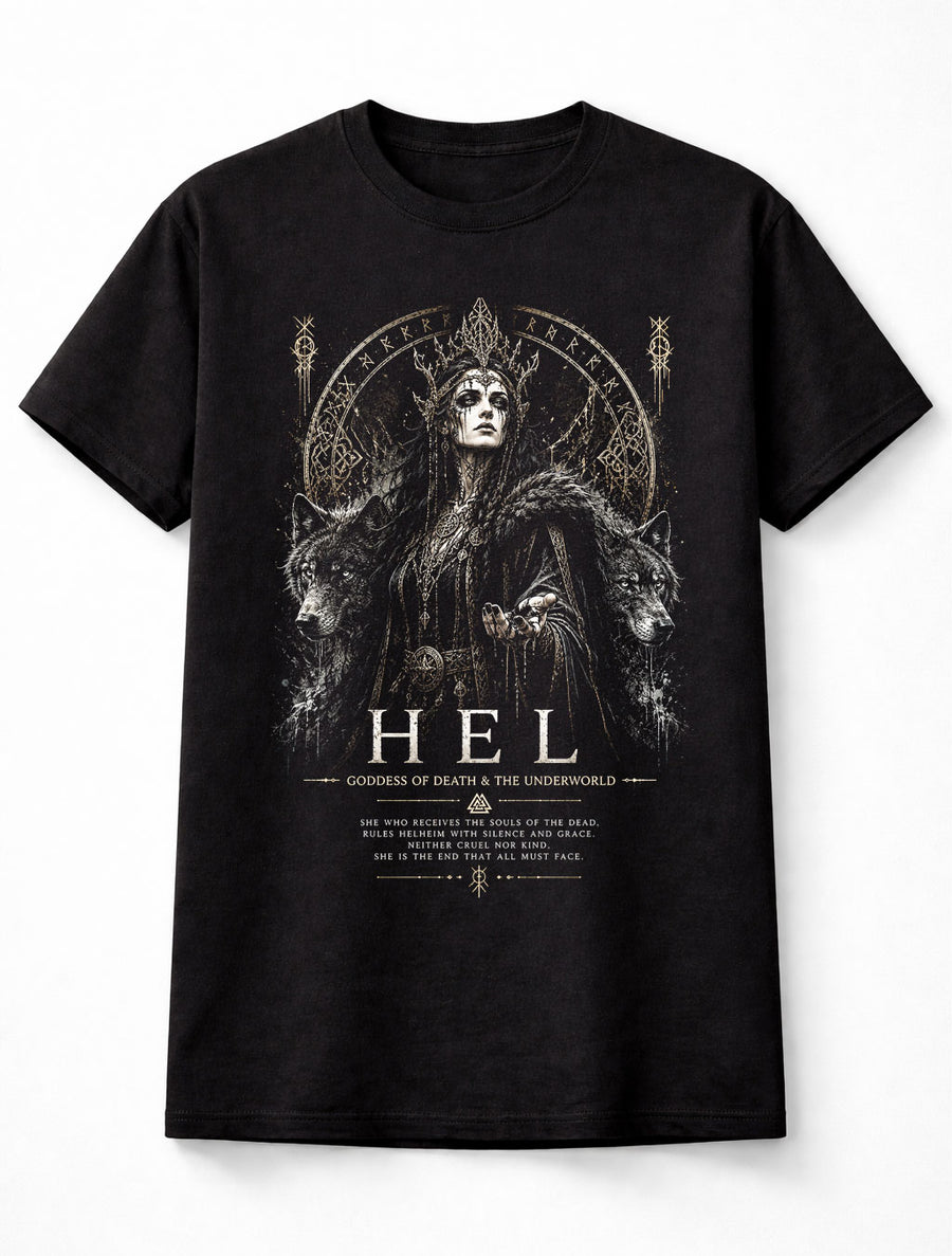 Hel Goddess Of Death Norse Mythology Wolves Unisex T-Shirt