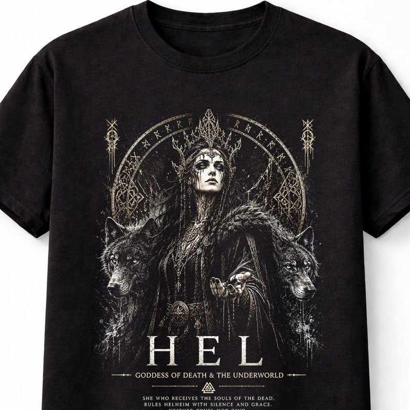 Hel Goddess Of Death Norse Mythology Wolves Unisex T-Shirt