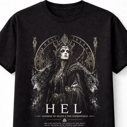 Hel Goddess Of Death Norse Mythology Wolves Unisex T-Shirt