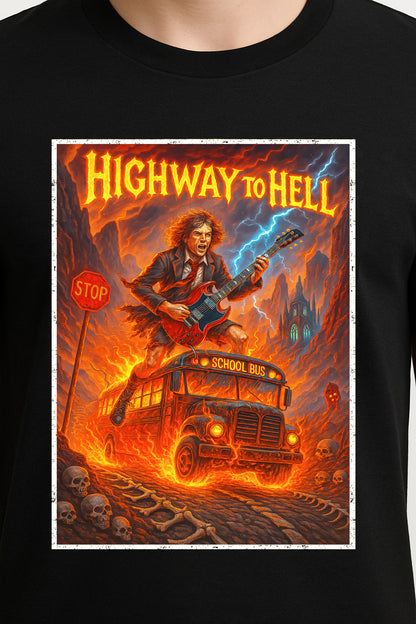 AC/DC “Highway to Hell” Unisex T-Shirt – Classic Rock Band Fiery Bold Guitar Graphic Tee