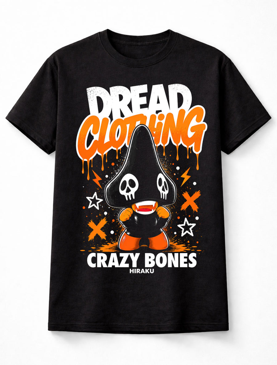 Crazy Bones Hiraku Skull Character Graphic Collectible Black Unisex T-Shirt