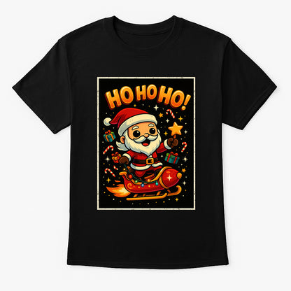 Ho Ho Ho Santa Rocket Sleigh Unisex Christmas T-Shirt or Hoodie