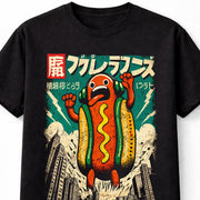 Kaiju Hot Dog Monster Japanese Retro Cartoon Graphic Unisex T-Shirt