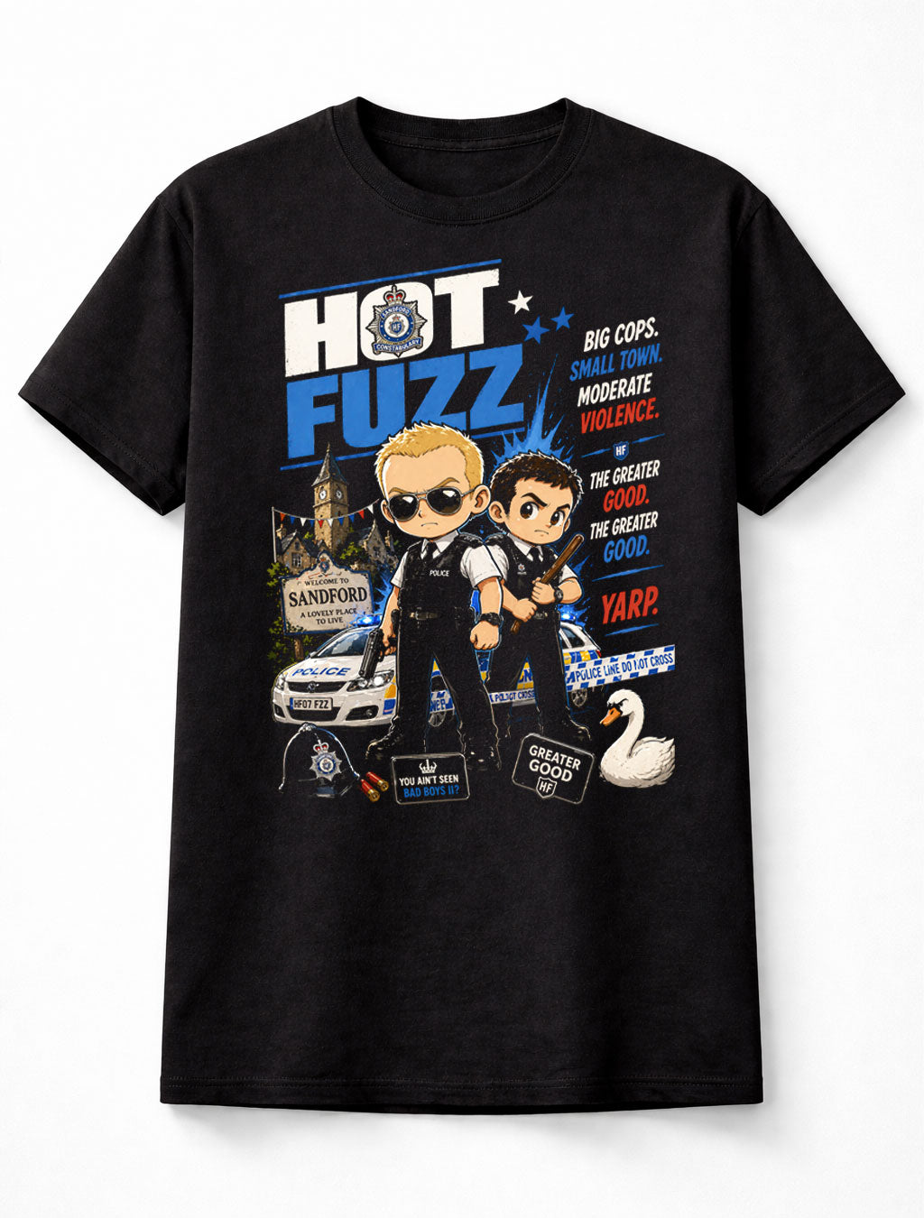 Hot Fuzz Nicholas Angel Danny Butterman Graphic Tee Unisex Adults & Kids T-Shirt