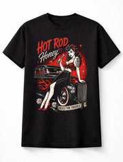Hot Rod Honey Rockabilly Pin Up Classic Car Graphic Unisex T-Shirt