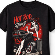 Hot Rod Honey Rockabilly Pin Up Classic Car Graphic Unisex T-Shirt