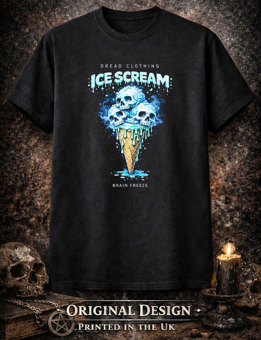 Ice Scream Skull Unisex Toxic Gothic Horror Ice Cream Graphic T-Shirt