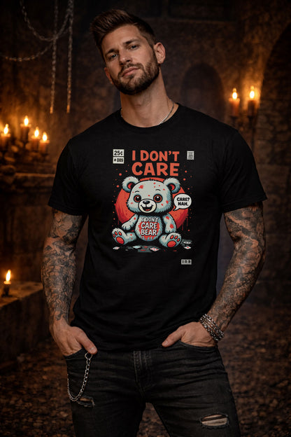 I Don’t Care Bear Parody T Shirt Cute Horror Teddy Dark Humour Graphic Tee