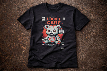 I Don’t Care Bear Parody T Shirt Cute Horror Teddy Dark Humour Graphic Tee