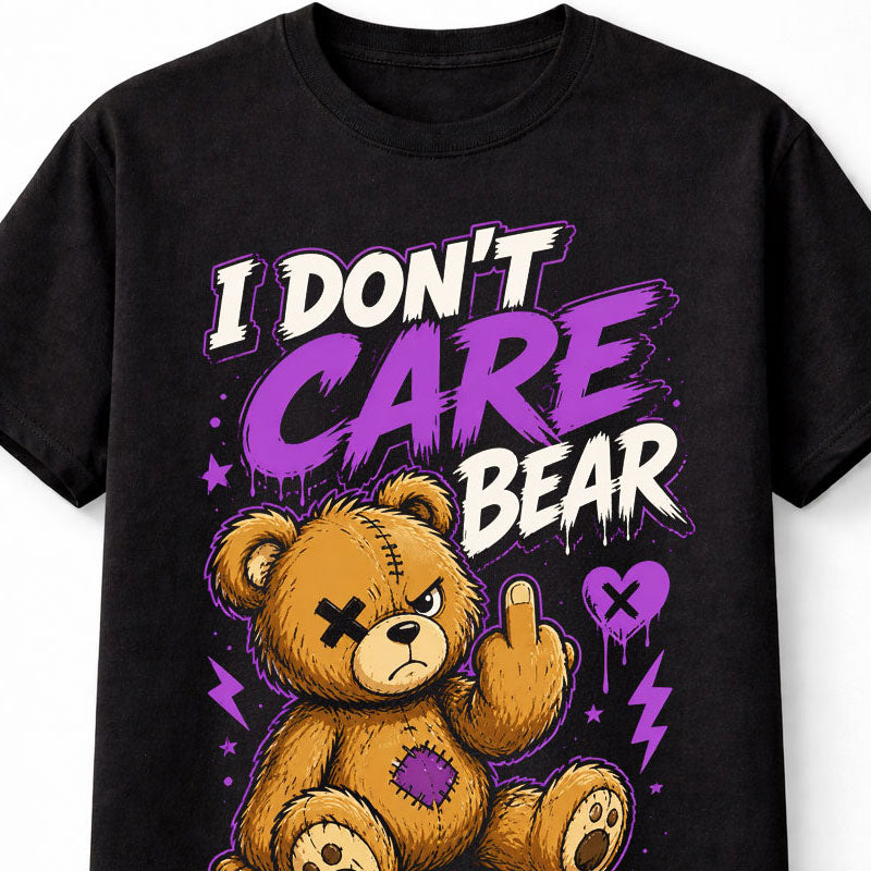 I Dont Care Bear Angry Teddy Gothic Cute Dark Humor Graphic Unisex T-Shirt
