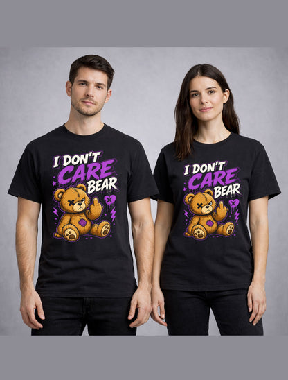 I Dont Care Bear Angry Teddy Gothic Cute Dark Humor Graphic Unisex T-Shirt