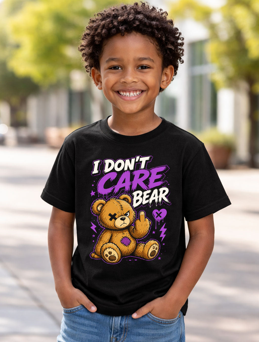 I Dont Care Bear Angry Teddy Gothic Cute Dark Humor Graphic Unisex T-Shirt