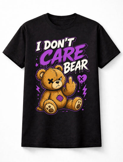 I Dont Care Bear Angry Teddy Gothic Cute Dark Humor Graphic Unisex T-Shirt