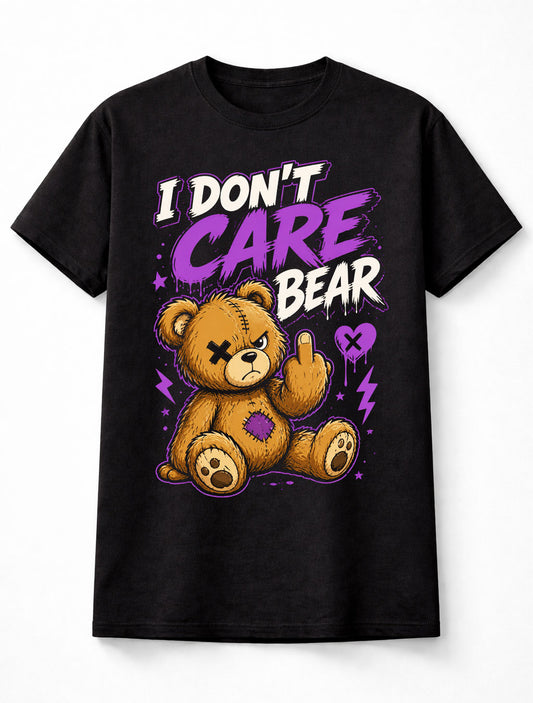 I Dont Care Bear Angry Teddy Gothic Cute Dark Humor Graphic Unisex T-Shirt
