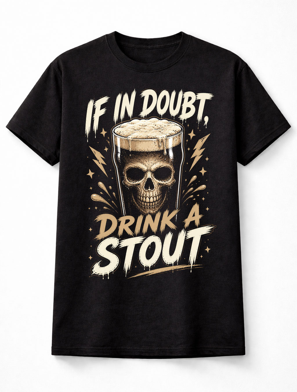 If In Doubt Drink A Stout Skull Beer Gothic Humor Pub Graphic Unisex T-Shirt